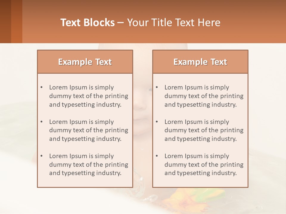 A Baby In A Bathtub Playing With A Yellow Leaf PowerPoint Template