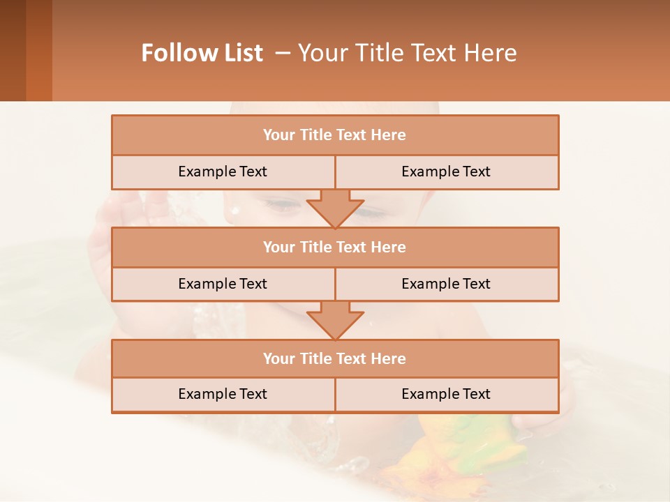 A Baby In A Bathtub Playing With A Yellow Leaf PowerPoint Template