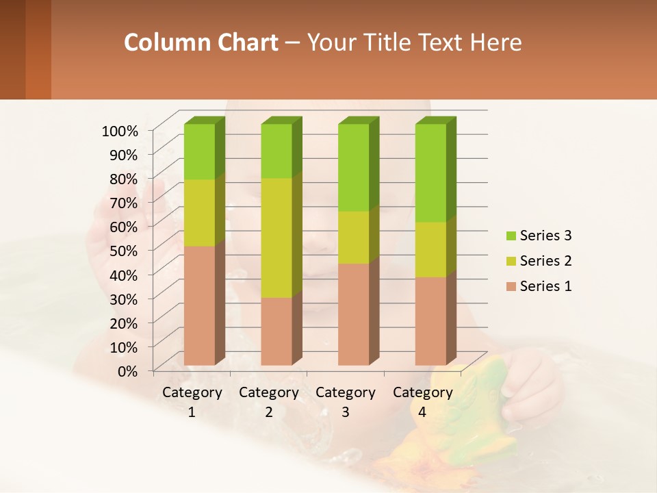 A Baby In A Bathtub Playing With A Yellow Leaf PowerPoint Template