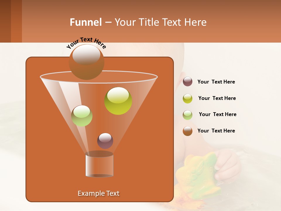 A Baby In A Bathtub Playing With A Yellow Leaf PowerPoint Template