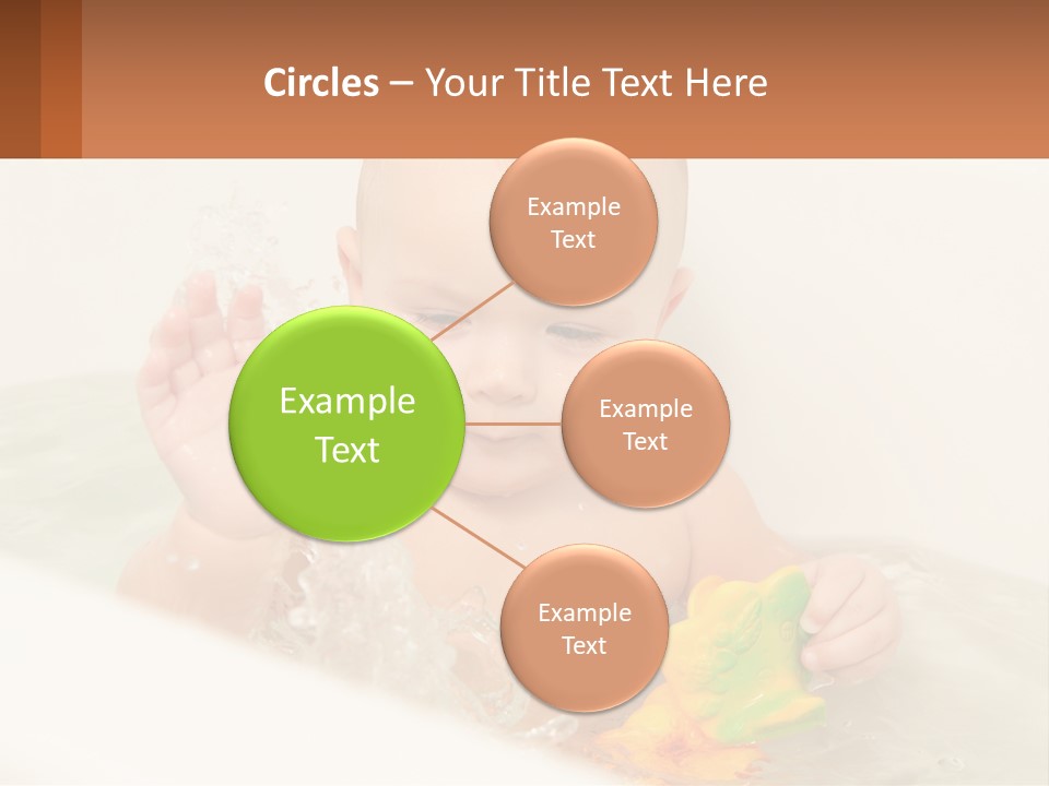 A Baby In A Bathtub Playing With A Yellow Leaf PowerPoint Template