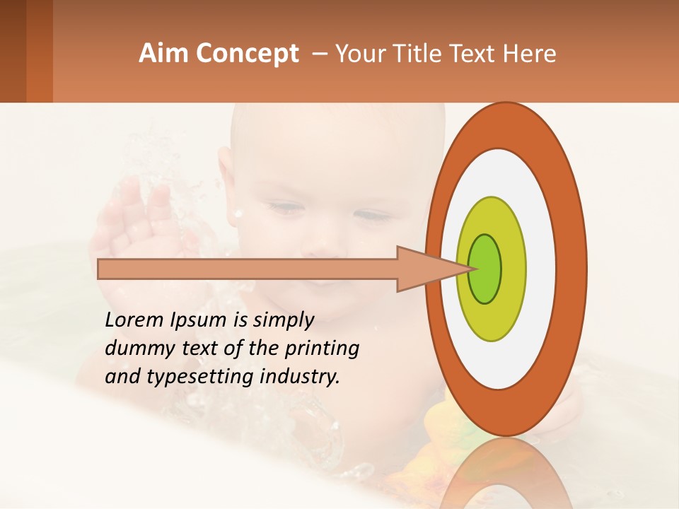 A Baby In A Bathtub Playing With A Yellow Leaf PowerPoint Template