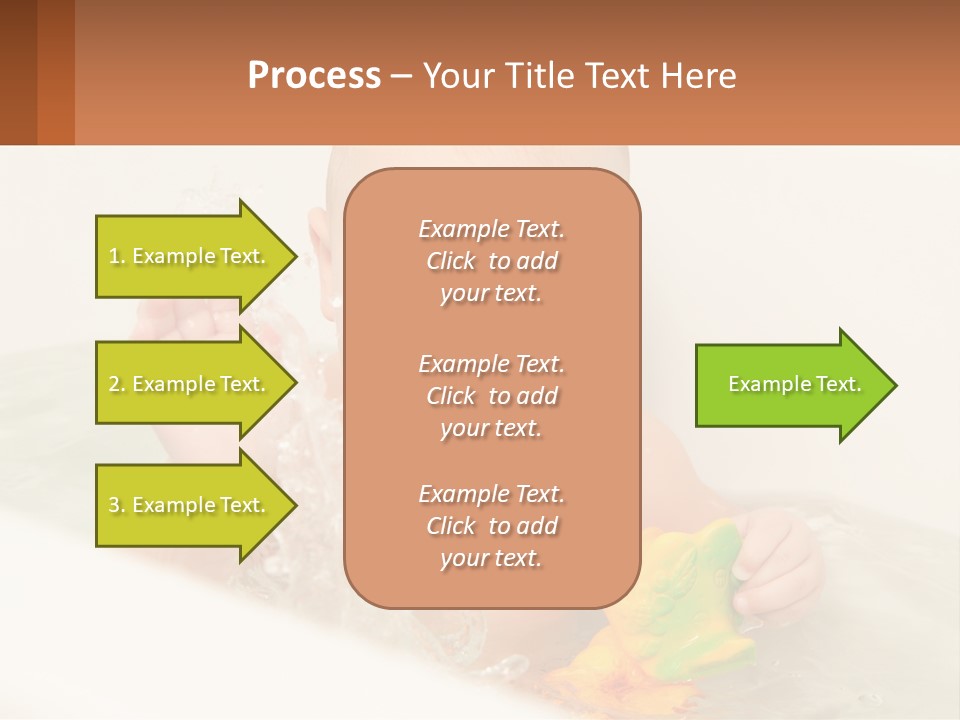 A Baby In A Bathtub Playing With A Yellow Leaf PowerPoint Template