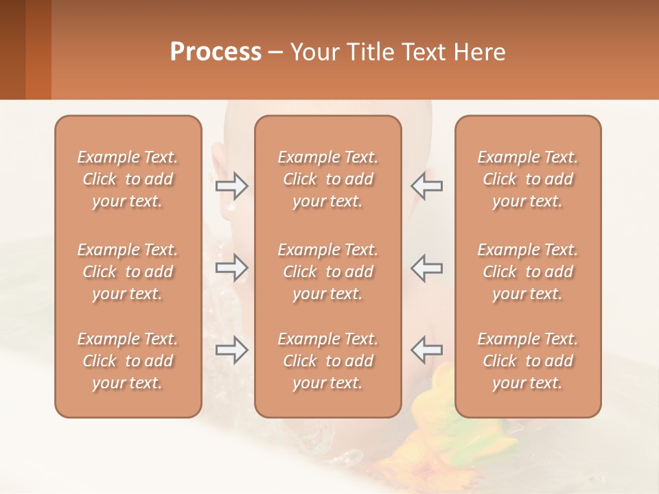 A Baby In A Bathtub Playing With A Yellow Leaf PowerPoint Template