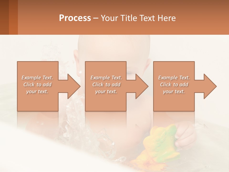 A Baby In A Bathtub Playing With A Yellow Leaf PowerPoint Template