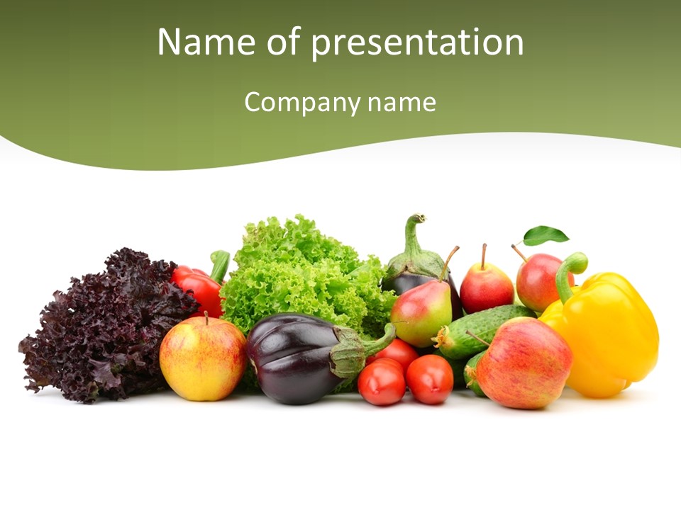 A Group Of Fruits And Vegetables On A White Background PowerPoint Template