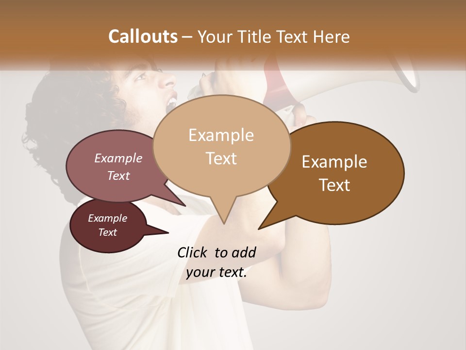 A Man Holding A Megaphone Up To His Face PowerPoint Template