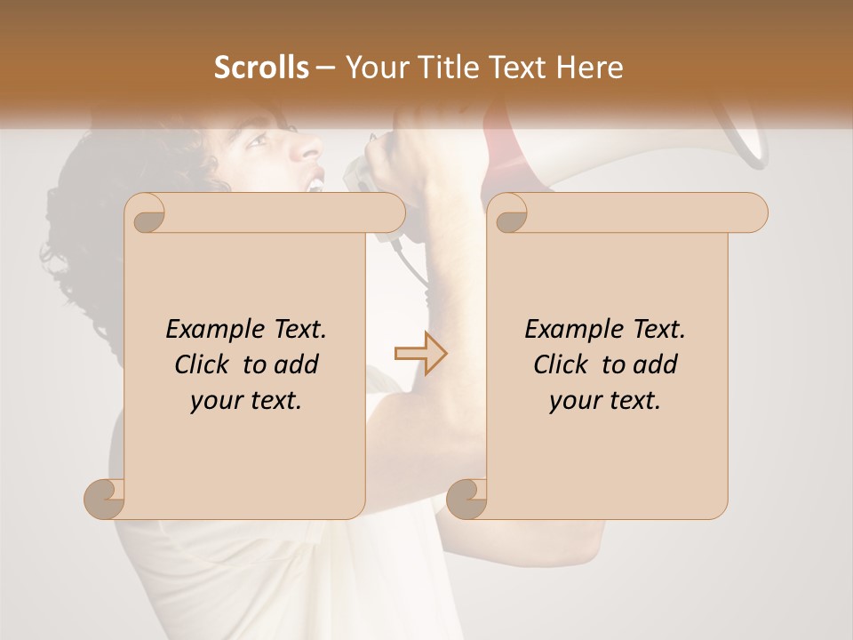 A Man Holding A Megaphone Up To His Face PowerPoint Template