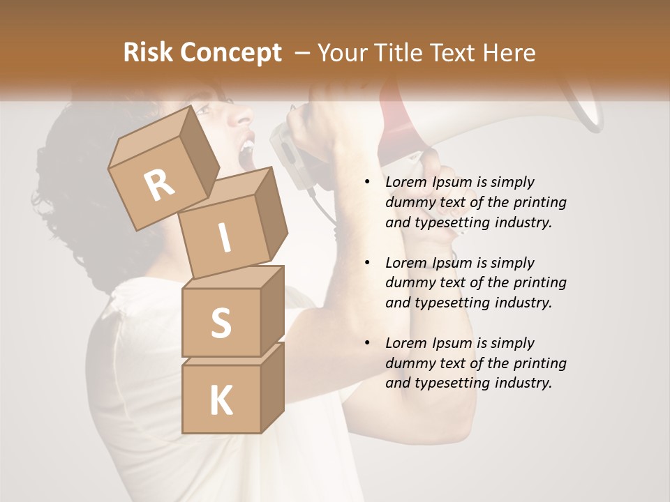 A Man Holding A Megaphone Up To His Face PowerPoint Template