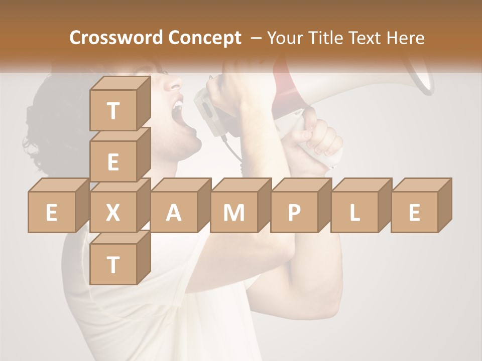 A Man Holding A Megaphone Up To His Face PowerPoint Template