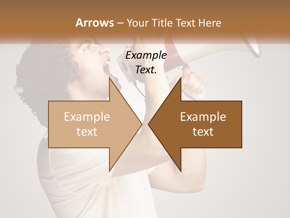 A Man Holding A Megaphone Up To His Face PowerPoint Template
