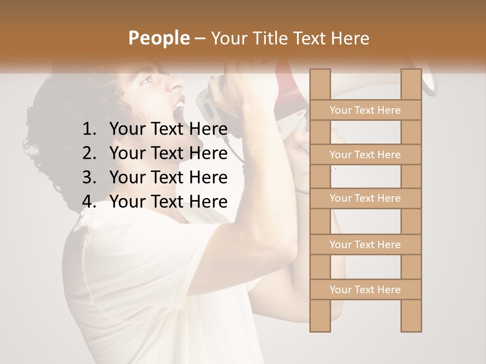 A Man Holding A Megaphone Up To His Face PowerPoint Template