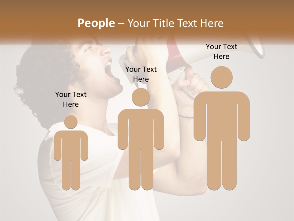 A Man Holding A Megaphone Up To His Face PowerPoint Template