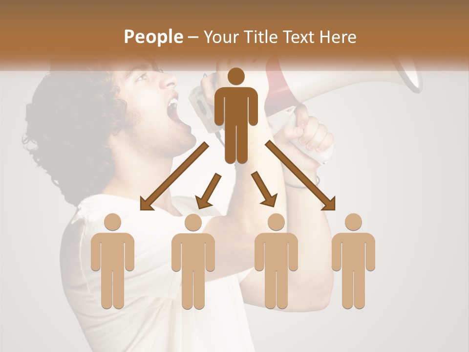 A Man Holding A Megaphone Up To His Face PowerPoint Template