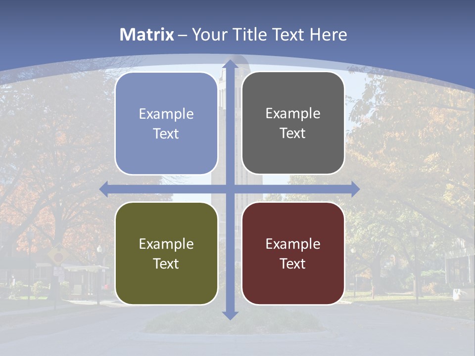 A City Street With A Tall Tower In The Background PowerPoint Template