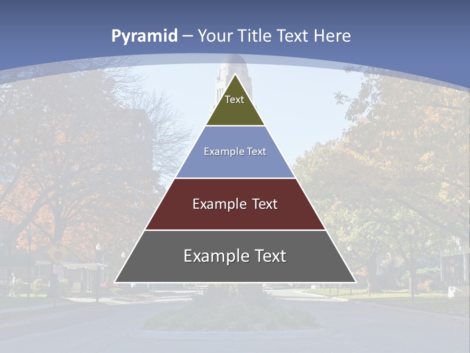 A City Street With A Tall Tower In The Background PowerPoint Template