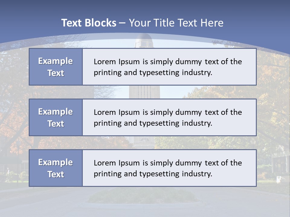 A City Street With A Tall Tower In The Background PowerPoint Template
