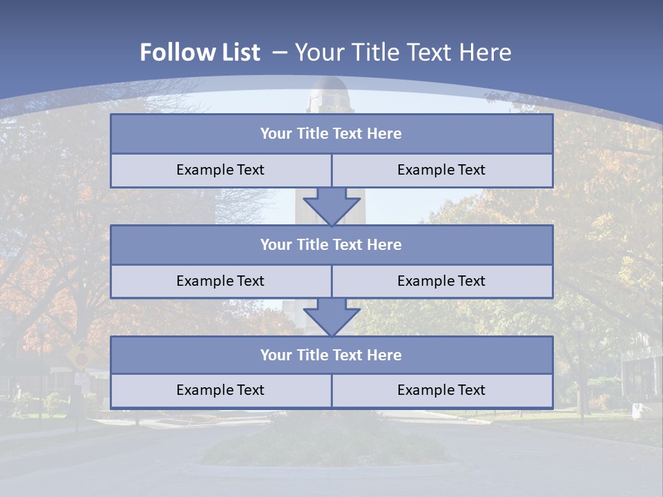 A City Street With A Tall Tower In The Background PowerPoint Template