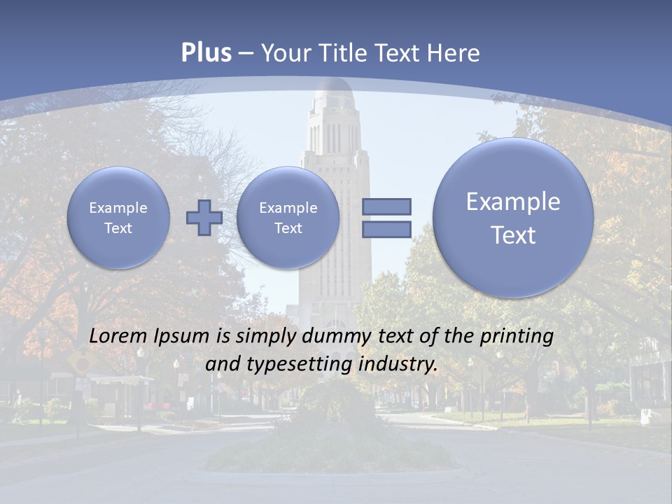 A City Street With A Tall Tower In The Background PowerPoint Template