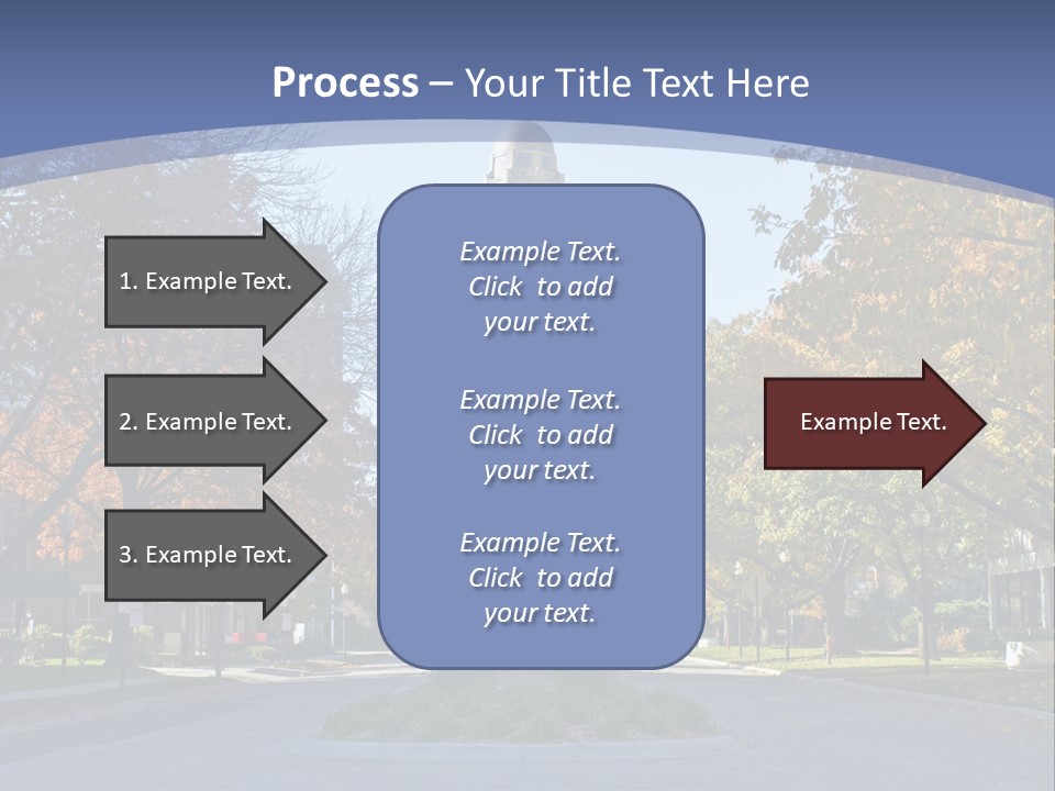 A City Street With A Tall Tower In The Background PowerPoint Template