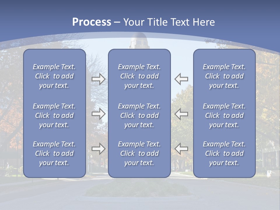 A City Street With A Tall Tower In The Background PowerPoint Template