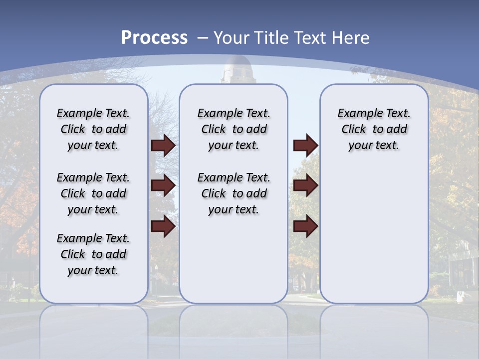 A City Street With A Tall Tower In The Background PowerPoint Template