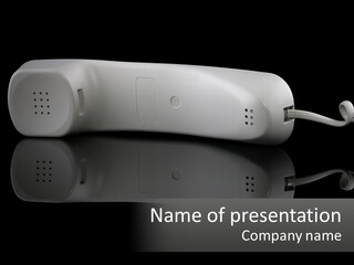 A White Telephone Sitting On Top Of A Table PowerPoint Template