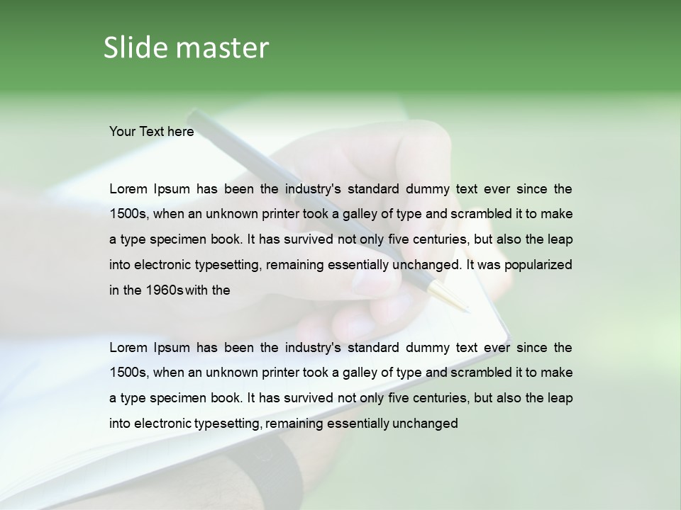 A Person Writing On A Notebook With A Pen PowerPoint Template