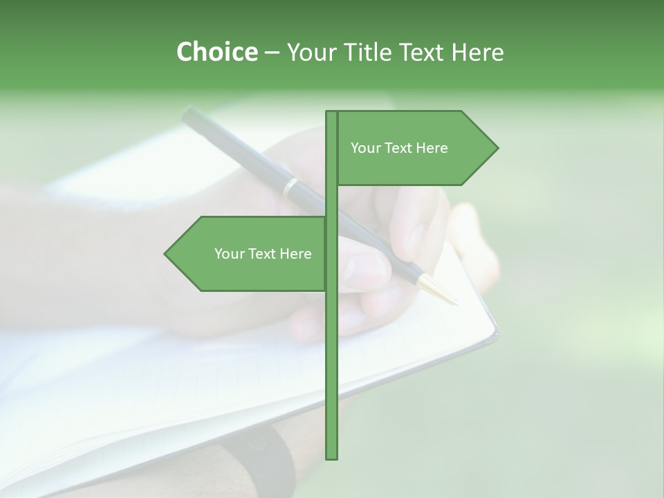 A Person Writing On A Notebook With A Pen PowerPoint Template