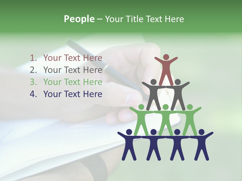 A Person Writing On A Notebook With A Pen PowerPoint Template