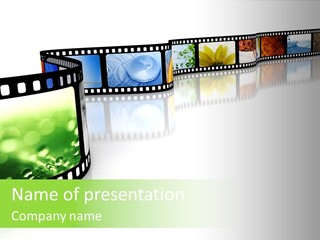 A Film Strip With Pictures On It PowerPoint Template