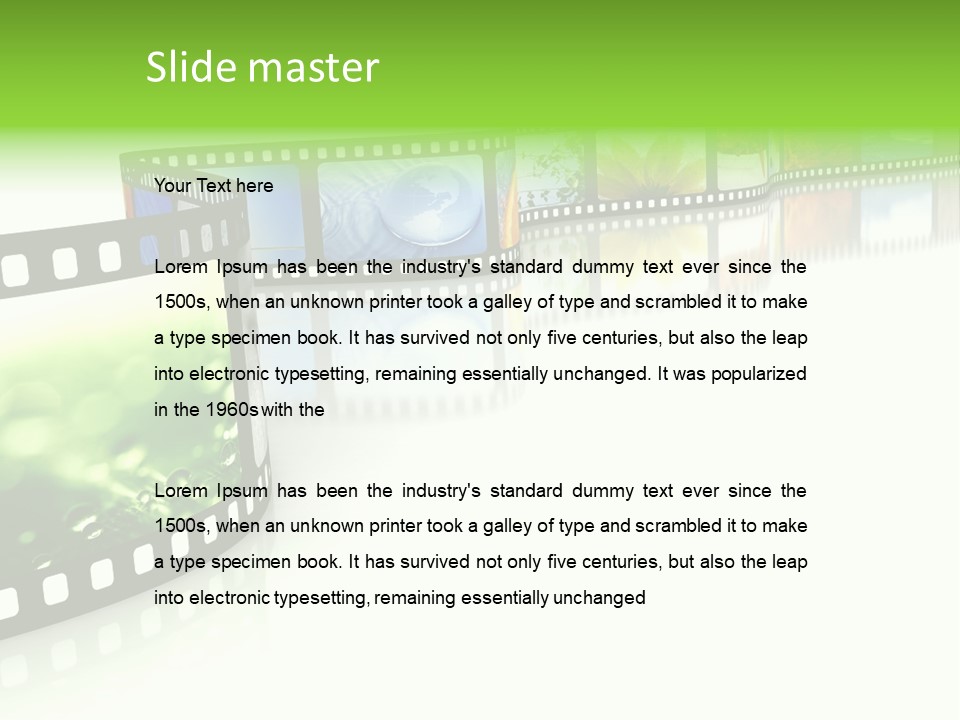 A Film Strip With Pictures On It PowerPoint Template