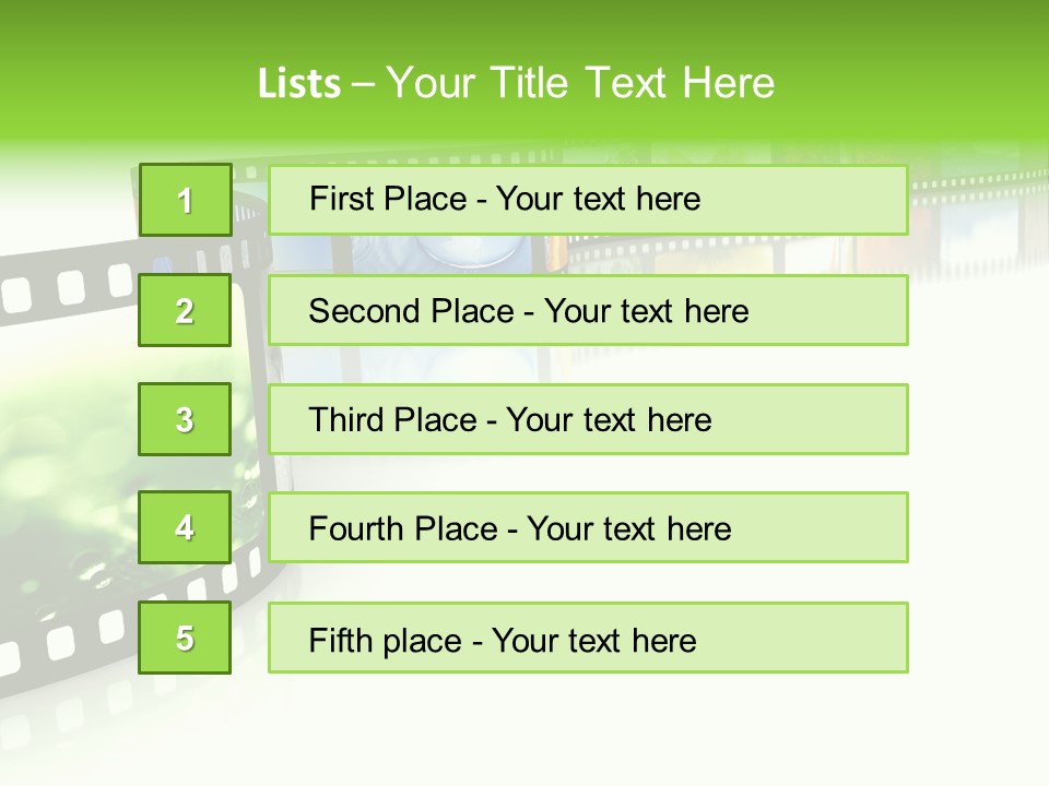 A Film Strip With Pictures On It PowerPoint Template