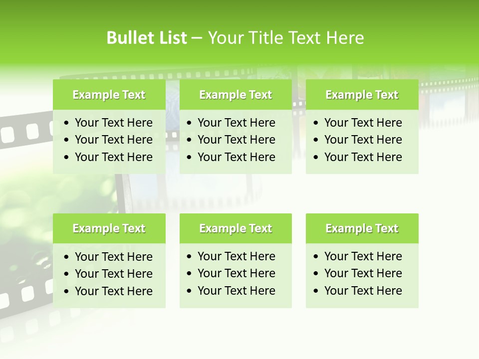A Film Strip With Pictures On It PowerPoint Template