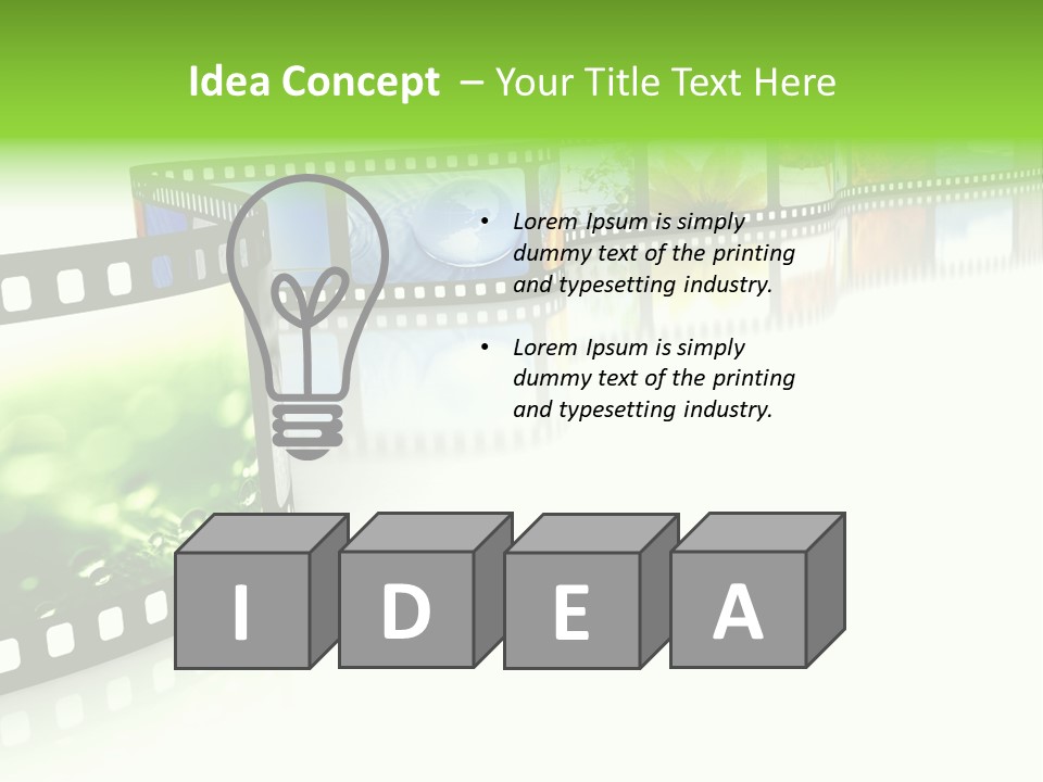 A Film Strip With Pictures On It PowerPoint Template