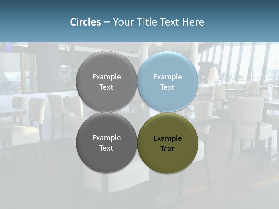 A Restaurant With Tables And Chairs And A Large Window PowerPoint Template