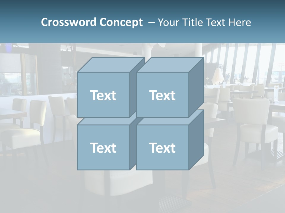 A Restaurant With Tables And Chairs And A Large Window PowerPoint Template