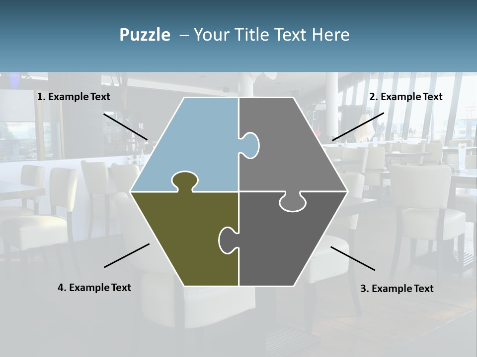 A Restaurant With Tables And Chairs And A Large Window PowerPoint Template