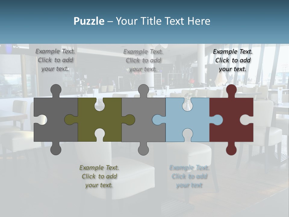 A Restaurant With Tables And Chairs And A Large Window PowerPoint Template