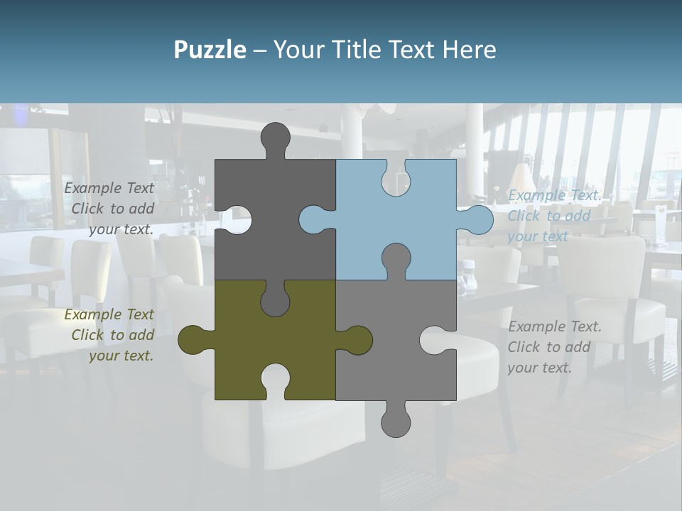 A Restaurant With Tables And Chairs And A Large Window PowerPoint Template