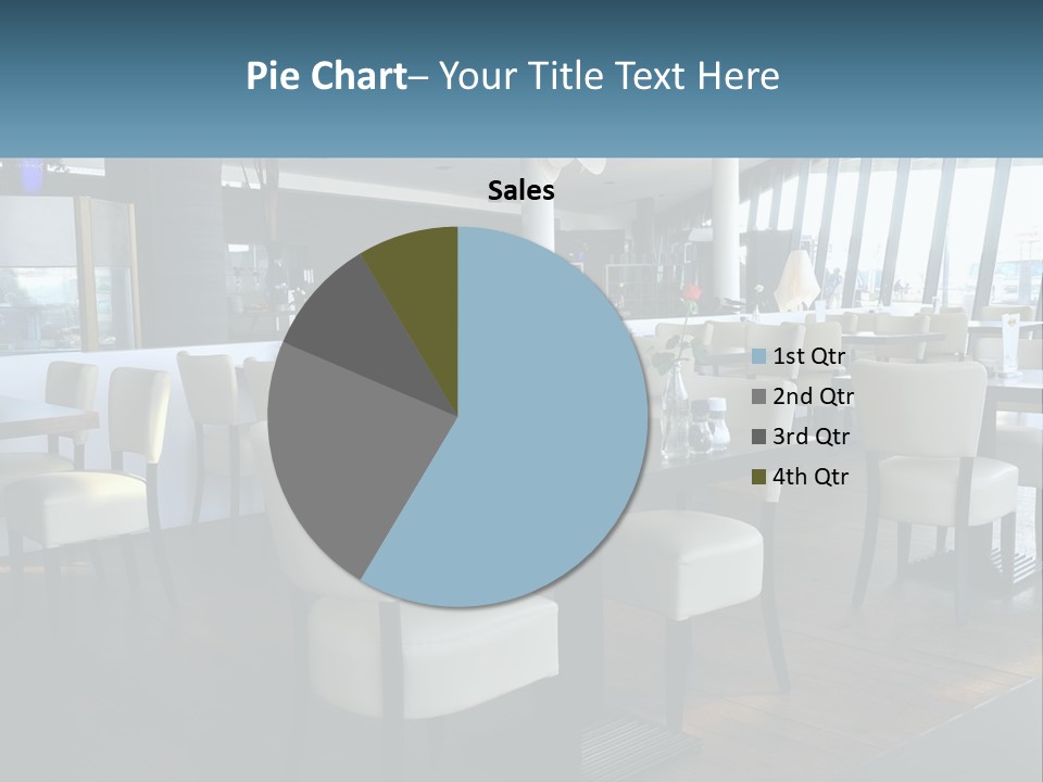 A Restaurant With Tables And Chairs And A Large Window PowerPoint Template