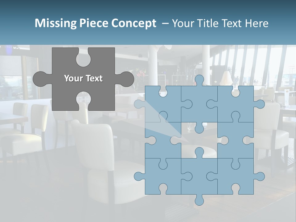 A Restaurant With Tables And Chairs And A Large Window PowerPoint Template