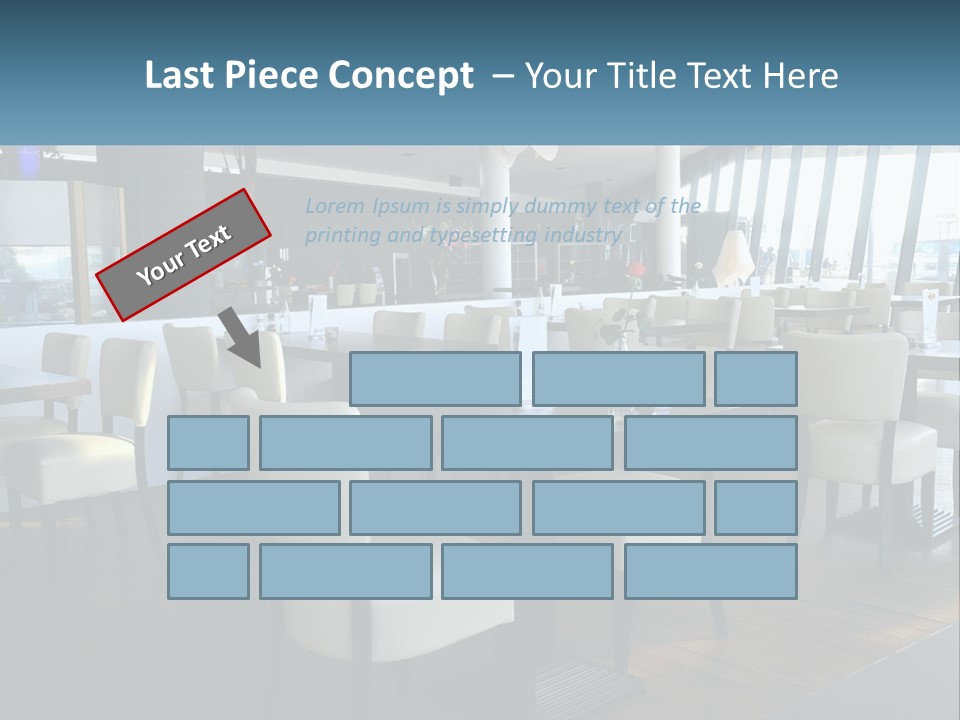 A Restaurant With Tables And Chairs And A Large Window PowerPoint Template