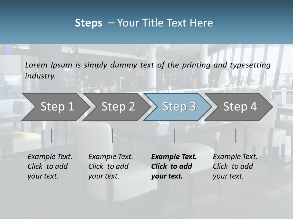 A Restaurant With Tables And Chairs And A Large Window PowerPoint Template