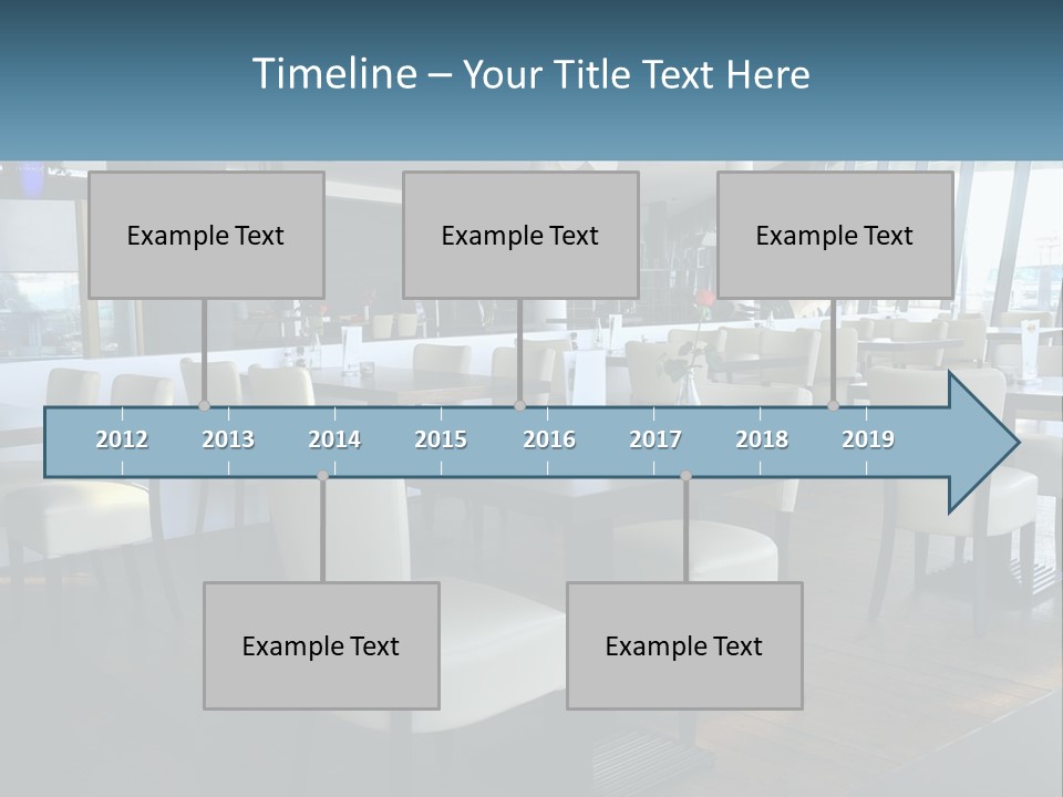 A Restaurant With Tables And Chairs And A Large Window PowerPoint Template