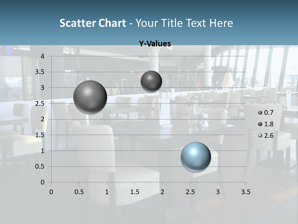 A Restaurant With Tables And Chairs And A Large Window PowerPoint Template