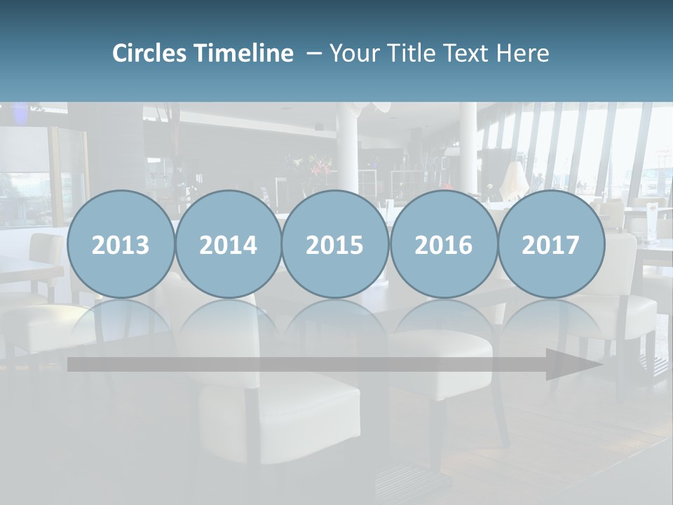 A Restaurant With Tables And Chairs And A Large Window PowerPoint Template