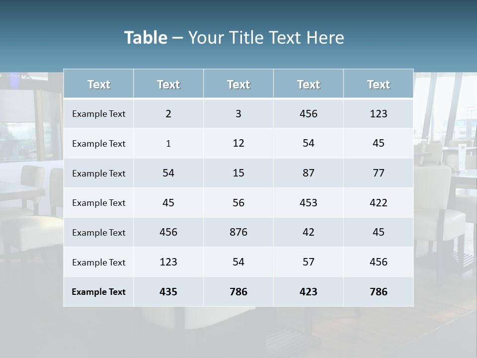 A Restaurant With Tables And Chairs And A Large Window PowerPoint Template