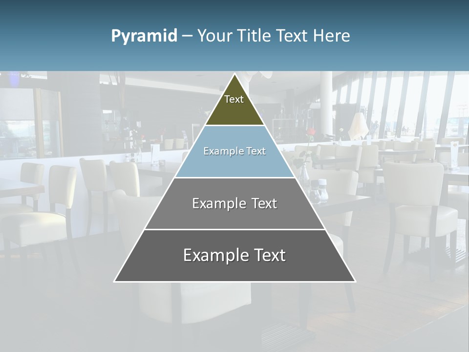 A Restaurant With Tables And Chairs And A Large Window PowerPoint Template