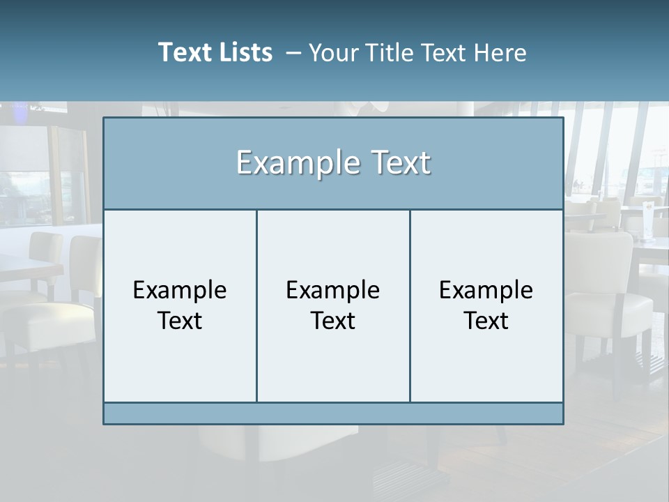 A Restaurant With Tables And Chairs And A Large Window PowerPoint Template
